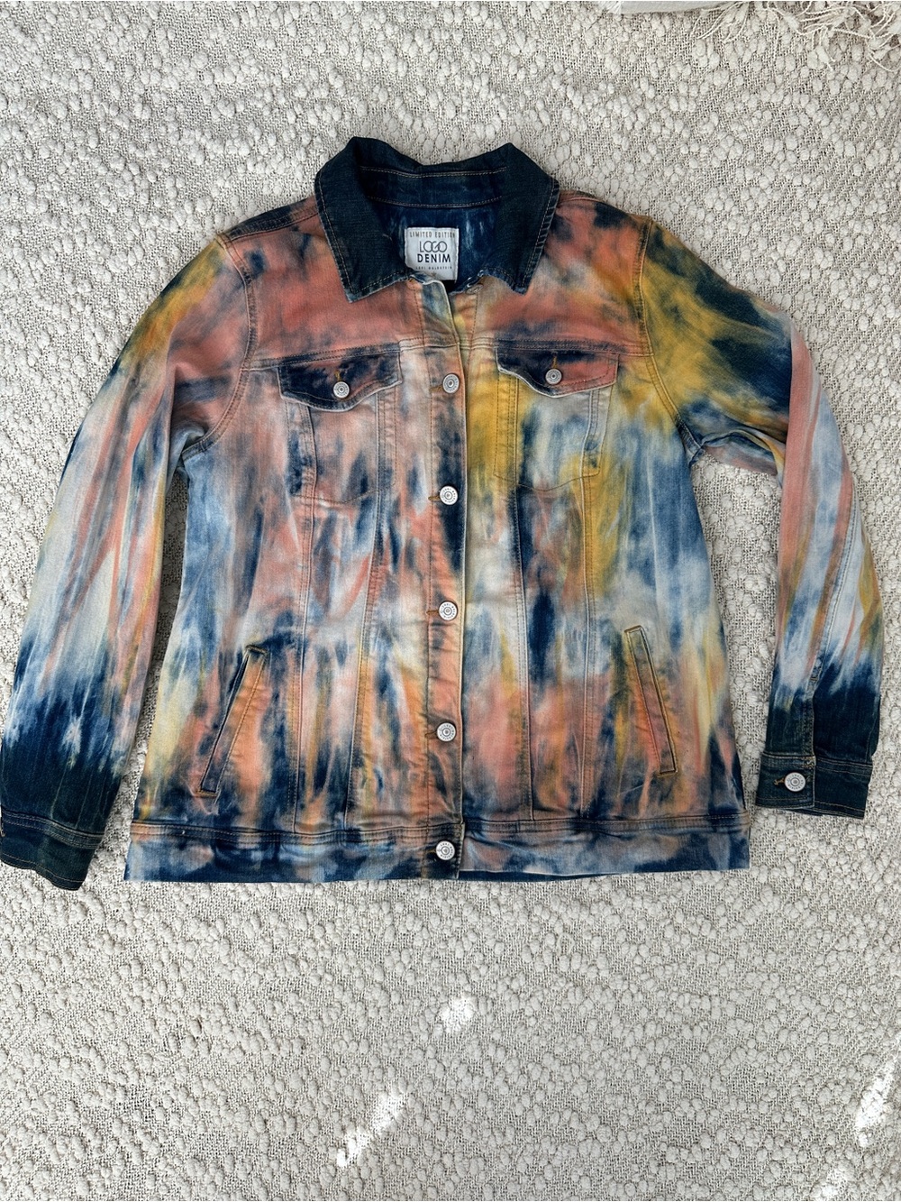 LOGO Lori Goldstein Limited Edition Tie Dye Denim Jacket Size 10